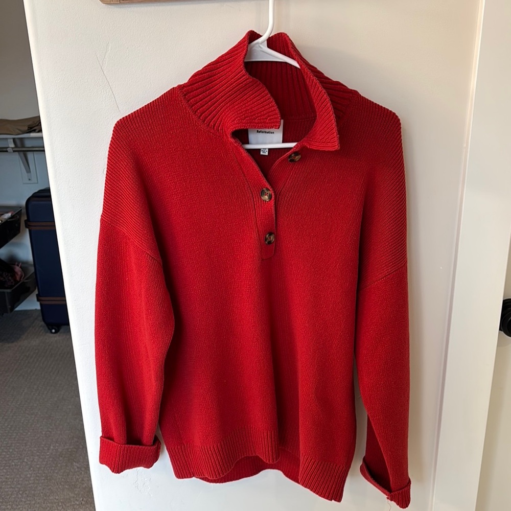Reformation Red Button-Up Women's Sweater